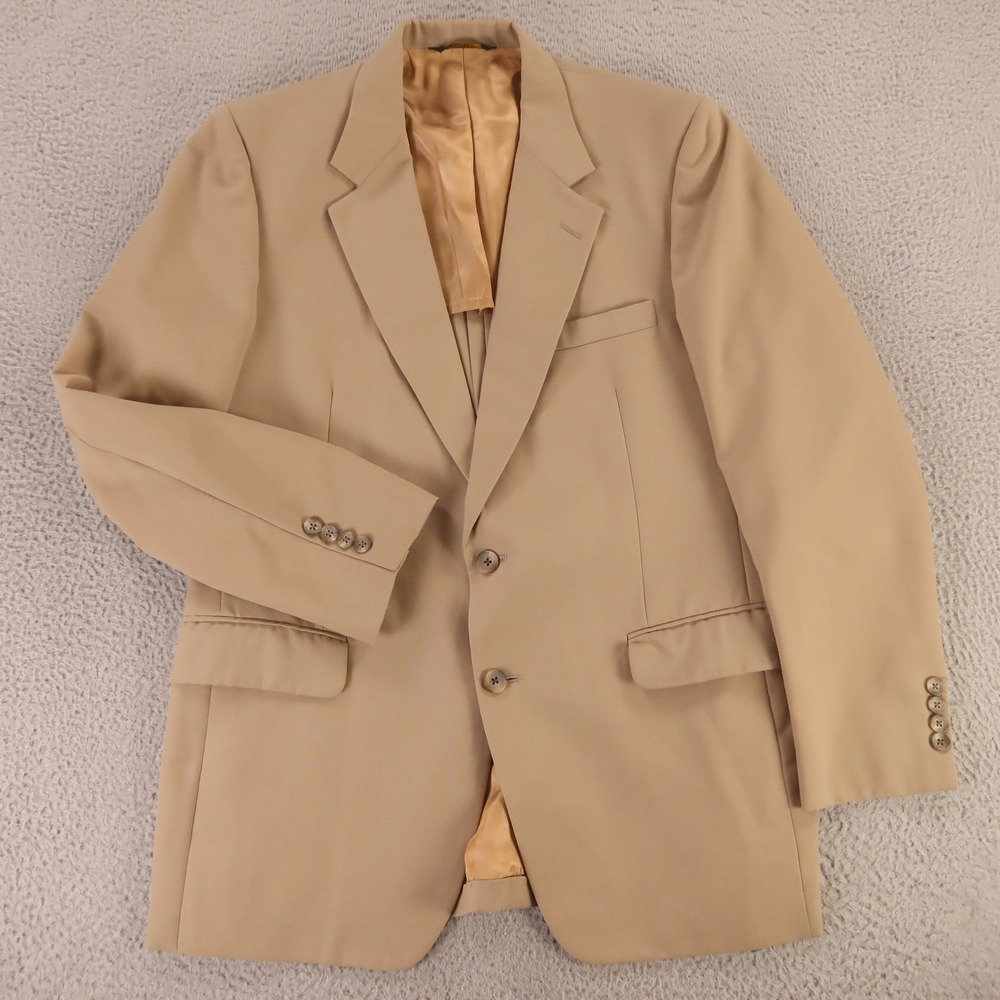 VINTAGE Cavalier Jacket M Beige 100%‎ Wool Hopsack Blazer 1986 80s 1/4 Lined 40R